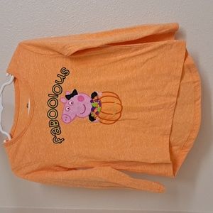 Peppa Pig Toddler Girl Orange  Halloween Long Sleeve T-Shirt- 3T